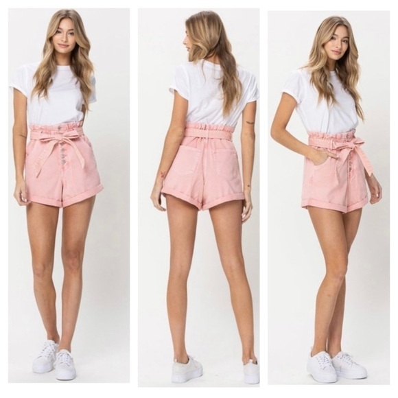 VERVET Super High Rise Self Tie Button Fly Up Mom shorty size XS - Picture 3 of 15